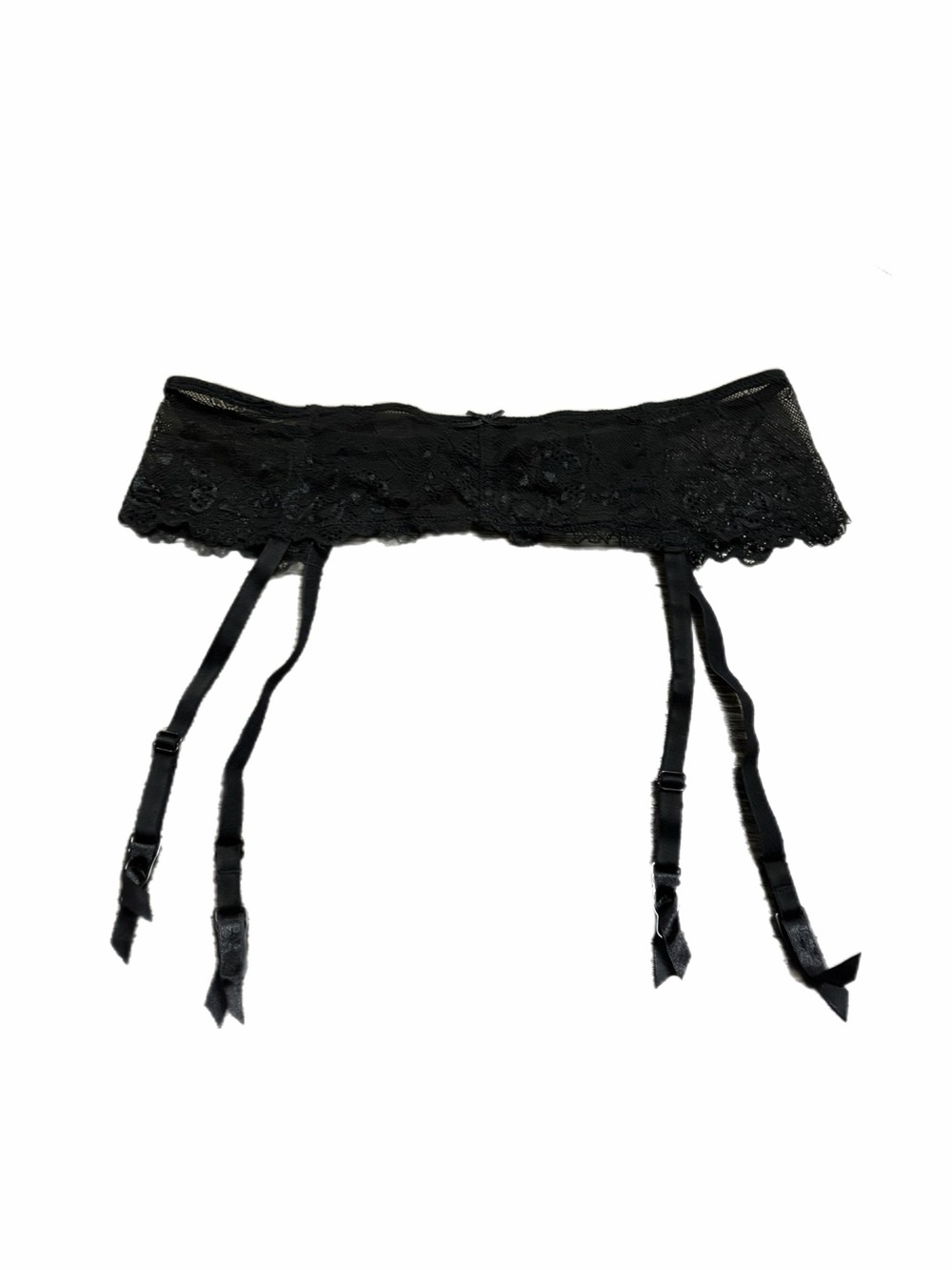 90s European Vintage Floral Lace Garter Belt Lingerie (Black) Size Large